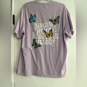 SHEIN Light Purple Casual Top butterflies